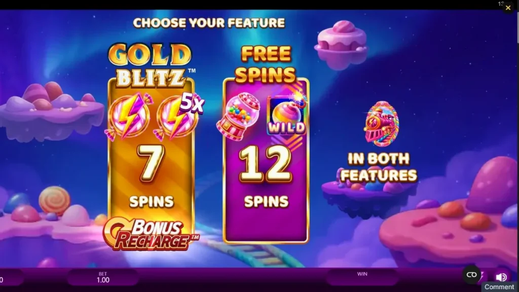 Candy Express Gold Blitz سلاٹ کا رنگین اور پرکشش منظر